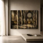 Pale Stone & Charcoal Rose Window Gothic Cathedral Wall Art Canvas Print - Image 11