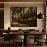 Stone Gray & Muted Gold Gothic Cathedral Wall Art Canvas Print - Image 5