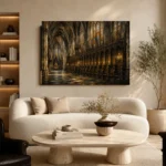 Stone Gray & Muted Gold Gothic Cathedral Wall Art Canvas Print - Image 7