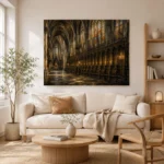 Stone Gray & Muted Gold Gothic Cathedral Wall Art Canvas Print - Image 8