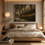 Stone Gray & Muted Gold Gothic Cathedral Wall Art Canvas Print - Image 9