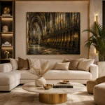 Stone Gray & Muted Gold Gothic Cathedral Wall Art Canvas Print - Image 10