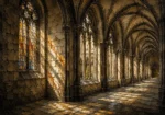 Warm Stone & Charcoal Gothic Cathedral Wall Art Canvas Print