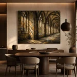 Warm Stone & Charcoal Gothic Cathedral Wall Art Canvas Print - Image 5