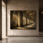 Warm Stone & Charcoal Gothic Cathedral Wall Art Canvas Print - Image 6