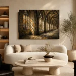 Warm Stone & Charcoal Gothic Cathedral Wall Art Canvas Print - Image 7