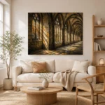 Warm Stone & Charcoal Gothic Cathedral Wall Art Canvas Print - Image 8