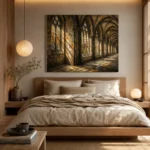 Warm Stone & Charcoal Gothic Cathedral Wall Art Canvas Print - Image 9