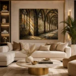 Warm Stone & Charcoal Gothic Cathedral Wall Art Canvas Print - Image 10