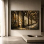 Warm Stone & Charcoal Gothic Cathedral Wall Art Canvas Print - Image 11