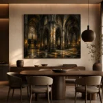 Stone & Muted Gold Dramatic Gothic Cathedral Wall Art Canvas Print - Image 5