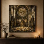 Stone & Muted Gold Rose Window Gothic Cathedral Wall Art Canvas Print - Image 6
