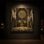 Stone & Muted Gold Rose Window Gothic Cathedral Wall Art Canvas Print - Image 7