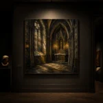 Charcoal & Muted Gold Side Chapel Gothic Cathedral Wall Art Canvas Print - Image 7