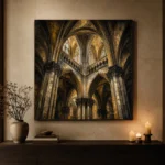 Pale Stone & Charcoal Ribbed Vault Gothic Cathedral Wall Art Canvas Print - Image 6