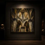 Pale Stone & Charcoal Ribbed Vault Gothic Cathedral Wall Art Canvas Print - Image 7