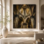Pale Stone & Charcoal Ribbed Vault Gothic Cathedral Wall Art Canvas Print - Image 8