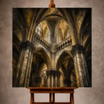 Pale Stone & Charcoal Ribbed Vault Gothic Cathedral Wall Art Canvas Print - Image 10