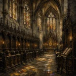 Stone Gray & Muted Gold Choir Gothic Cathedral Wall Art Canvas Print
