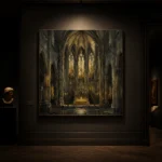 Deep Charcoal & Muted Gold Apse Gothic Cathedral Wall Art Canvas Print - Image 7