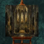 Deep Charcoal & Muted Gold Apse Gothic Cathedral Wall Art Canvas Print - Image 11