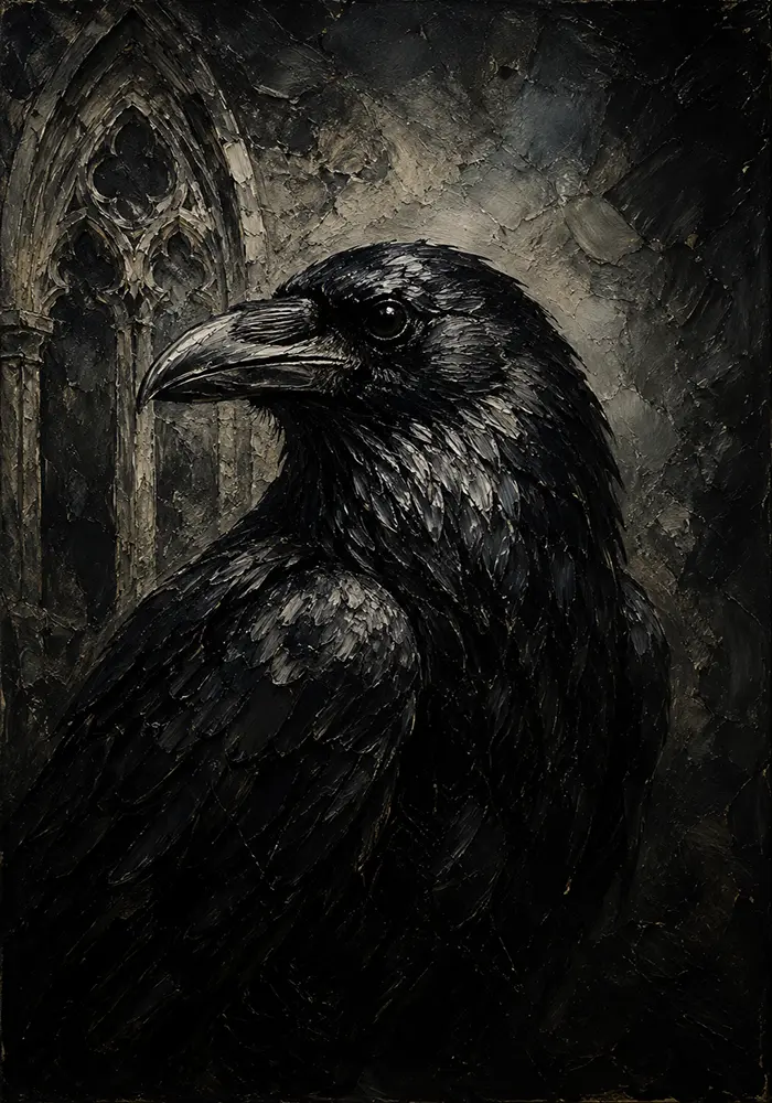 Black & Ivory Raven Gothic Wall Art Canvas Print