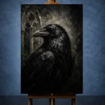 Black & Ivory Raven Gothic Wall Art Canvas Print - Image 2