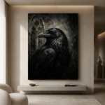 Black & Ivory Raven Gothic Wall Art Canvas Print - Image 4