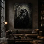 Black & Ivory Raven Gothic Wall Art Canvas Print - Image 5