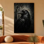 Black & Ivory Raven Gothic Wall Art Canvas Print - Image 6