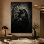 Black & Ivory Raven Gothic Wall Art Canvas Print - Image 7
