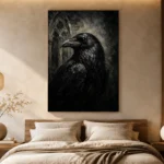 Black & Ivory Raven Gothic Wall Art Canvas Print - Image 8
