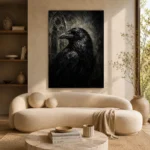 Black & Ivory Raven Gothic Wall Art Canvas Print - Image 9