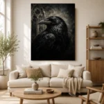 Black & Ivory Raven Gothic Wall Art Canvas Print - Image 10