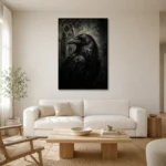 Black & Ivory Raven Gothic Wall Art Canvas Print styled in a refined neutral interior