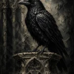 Matte Black Raven Gothic Wall Art Canvas Print
