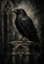 Matte Black Raven Gothic Wall Art Canvas Print