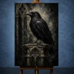 Matte Black Raven Gothic Wall Art Canvas Print - Image 2