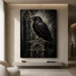 Matte Black Raven Gothic Wall Art Canvas Print - Image 4