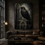 Matte Black Raven Gothic Wall Art Canvas Print - Image 5