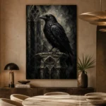 Matte Black Raven Gothic Wall Art Canvas Print - Image 7