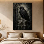 Matte Black Raven Gothic Wall Art Canvas Print - Image 8