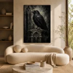 Matte Black Raven Gothic Wall Art Canvas Print - Image 9