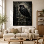 Matte Black Raven Gothic Wall Art Canvas Print - Image 10