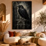 Matte Black Raven Gothic Wall Art Canvas Print - Image 11