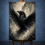 Pearl Gray Raven Gothic Wall Art Canvas Print - Image 2