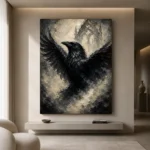 Pearl Gray Raven Gothic Wall Art Canvas Print - Image 4