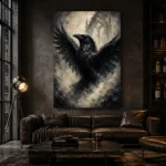 Pearl Gray Raven Gothic Wall Art Canvas Print - Image 5