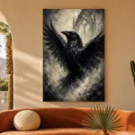 Pearl Gray Raven Gothic Wall Art Canvas Print - Image 6