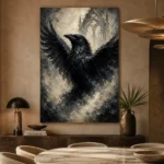 Pearl Gray Raven Gothic Wall Art Canvas Print - Image 7